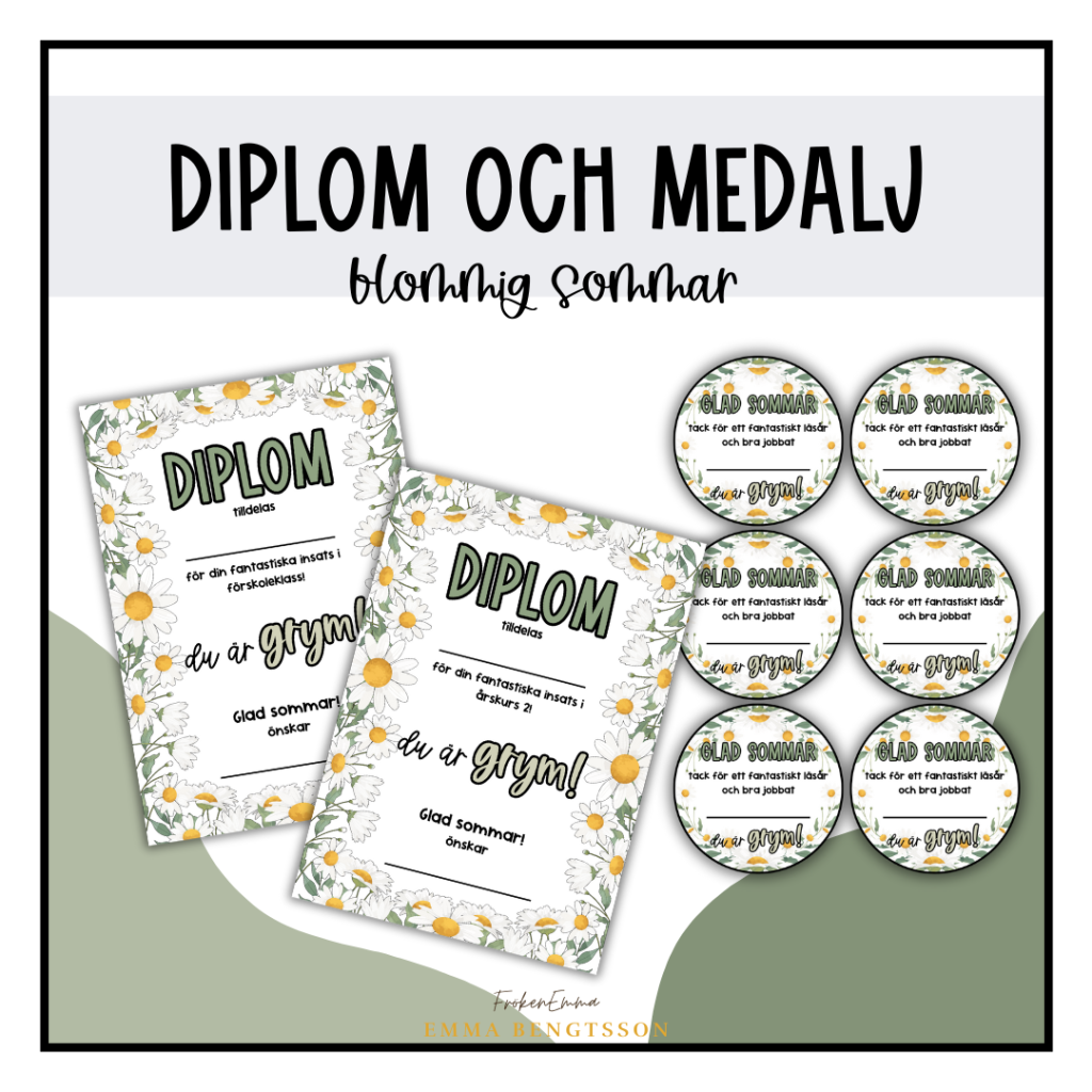Diplom och medalj: blommig sommar