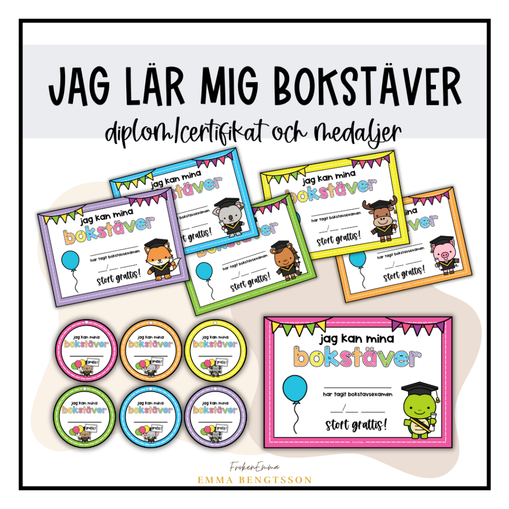 Jag lär mig bokstäver: diplom/certifikat/medaljer