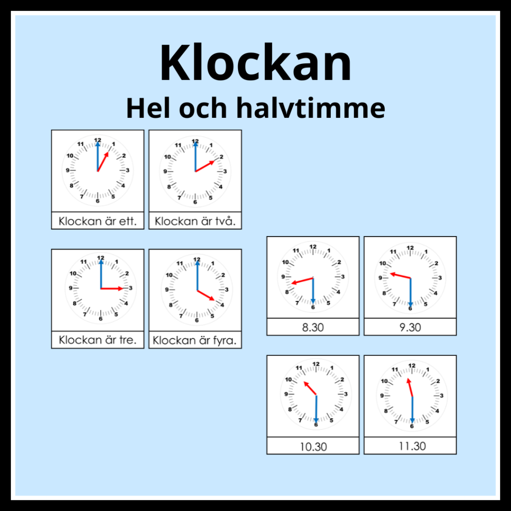 Klockkort hel och halvtimme