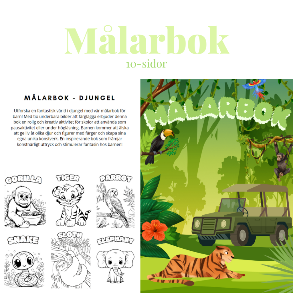 Målarbok – Djungel