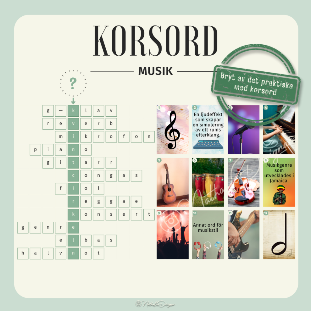 Korsord med bilder – Musik