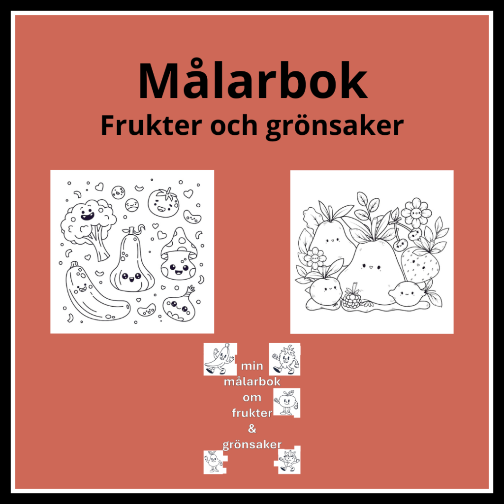 Målarbok – frukter och grönsaker