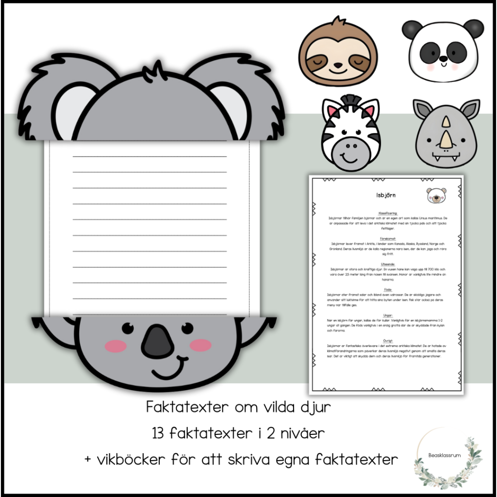 Faktatext om 13 vilda djur + vikböcker