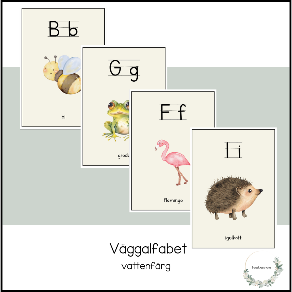 Väggalfabet vattenfärg