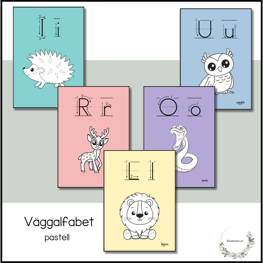 Väggalfabet pastell
