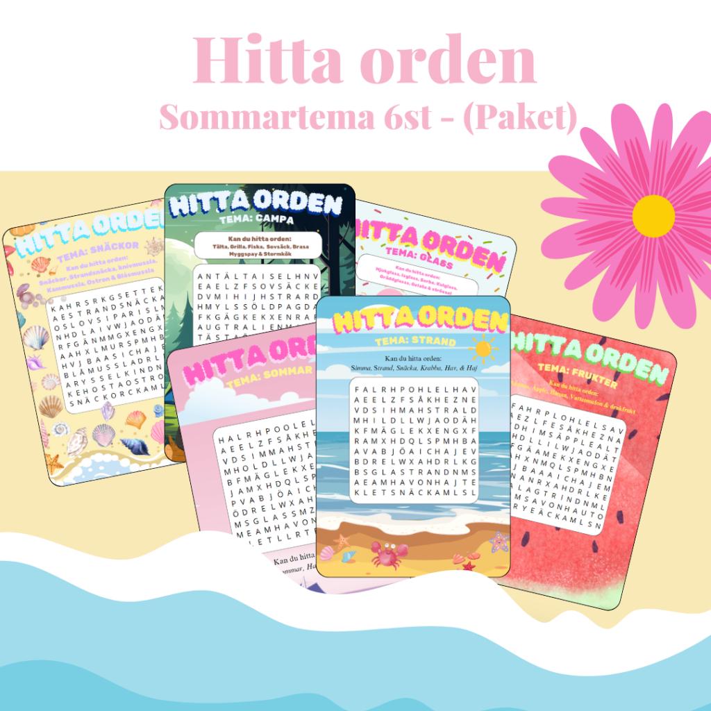 Hitta orden – Sommartema (paket)