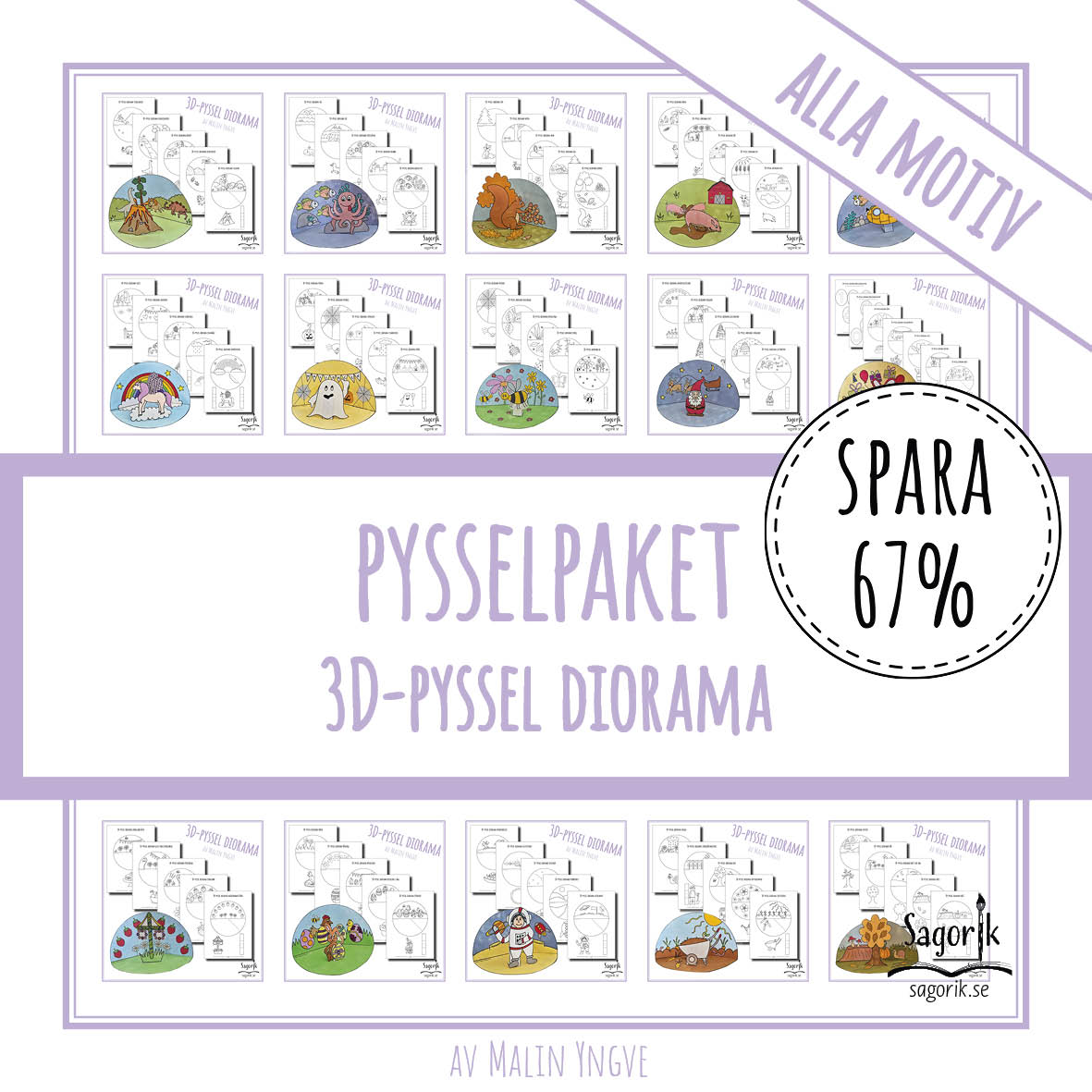 Pysselpaket 3D-pyssel diorama ALLA MOTIV