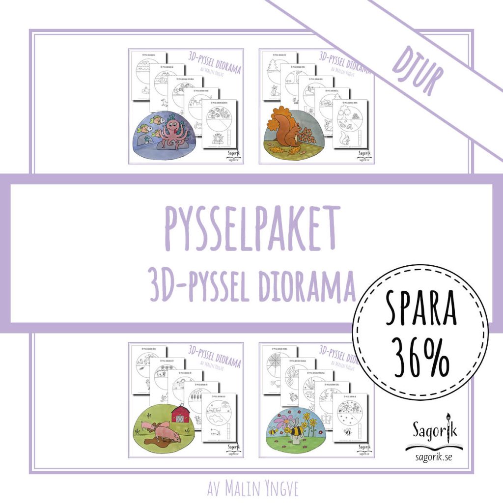 Pysselpaket 3D-pyssel diorama Djur