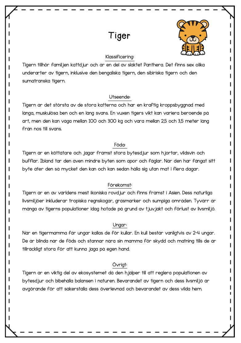 Faktatext om 13 vilda djur + vikböcker