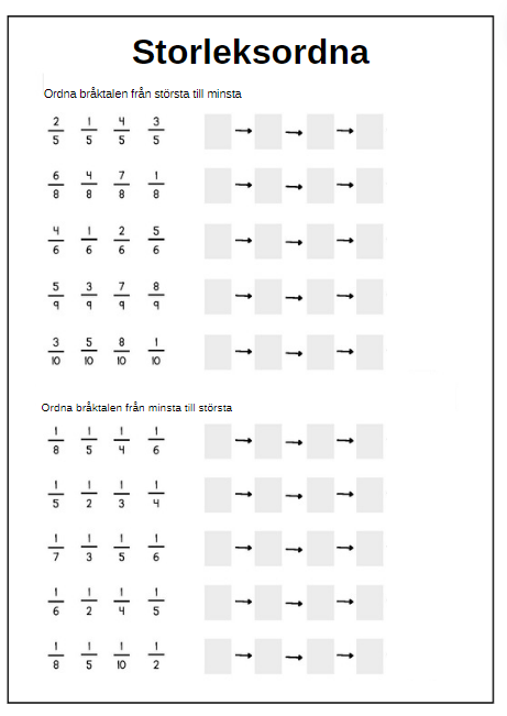 Bråk häfte 8 sidor