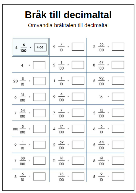 Bråk häfte 8 sidor