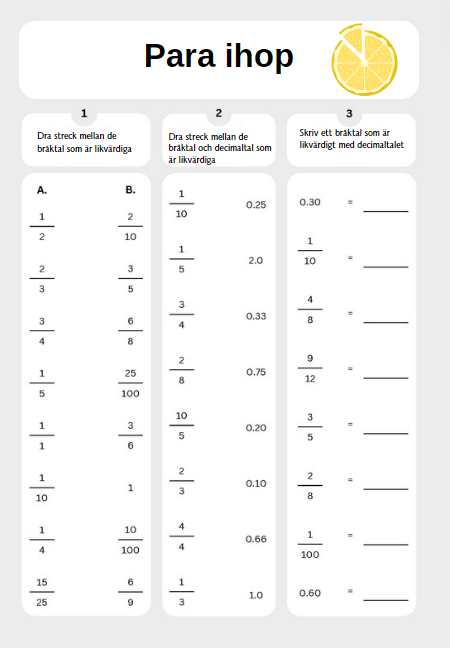 Bråk häfte 8 sidor