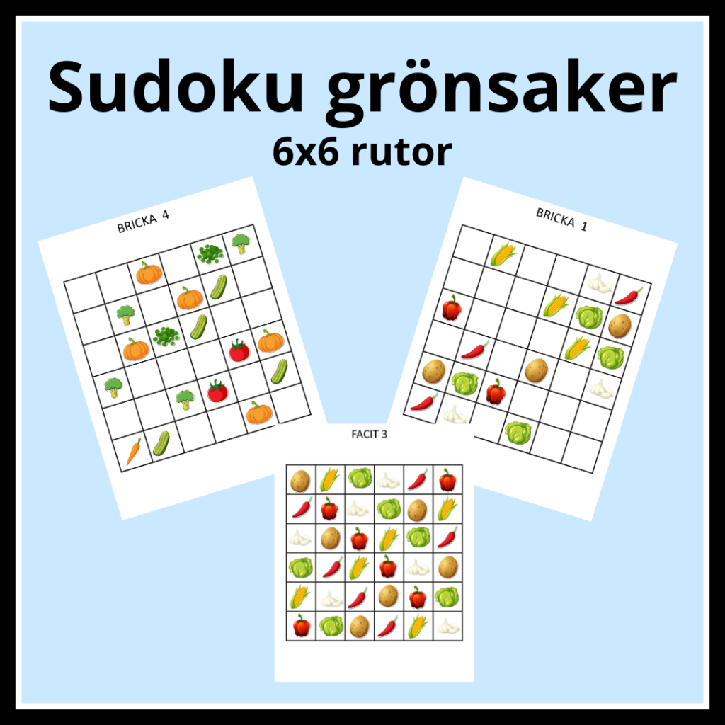 Sudoku grönsaker 6×6