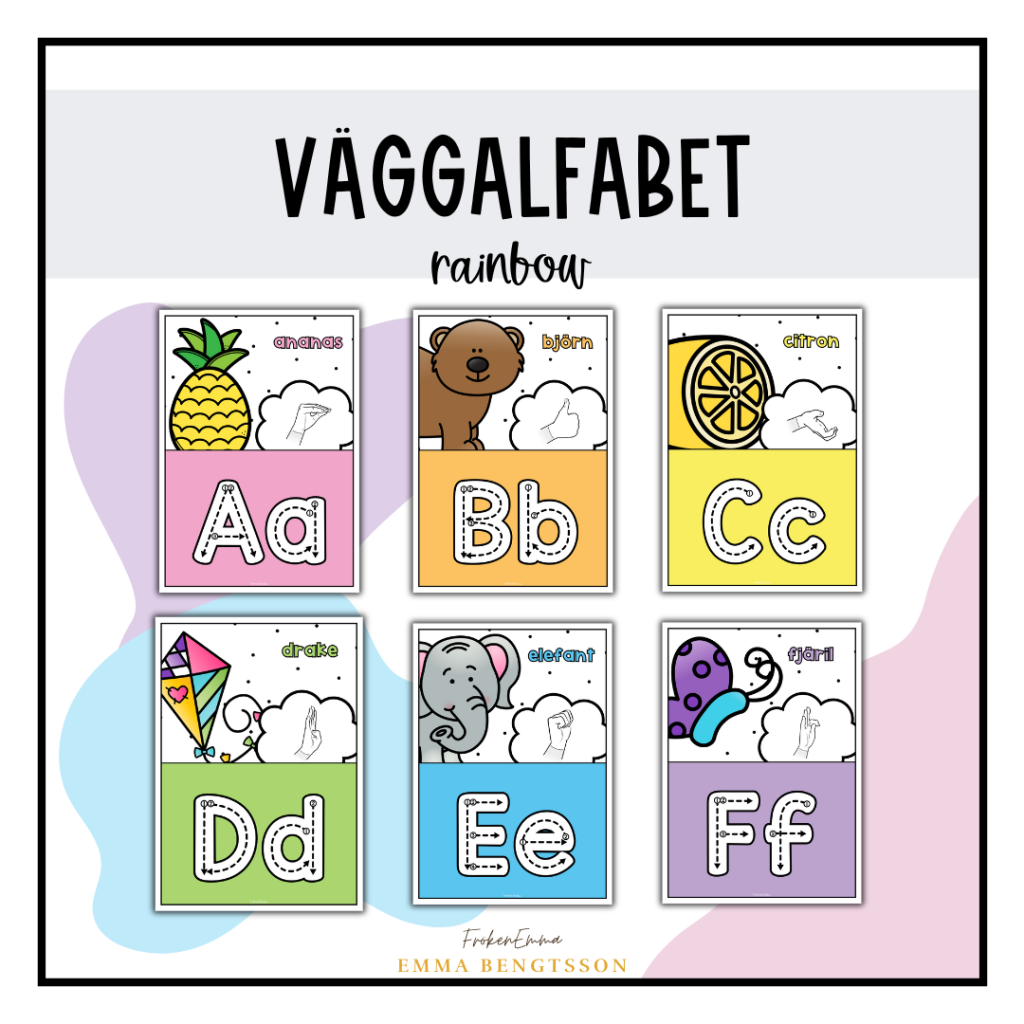 Väggalfabet: rainbow med TAKK