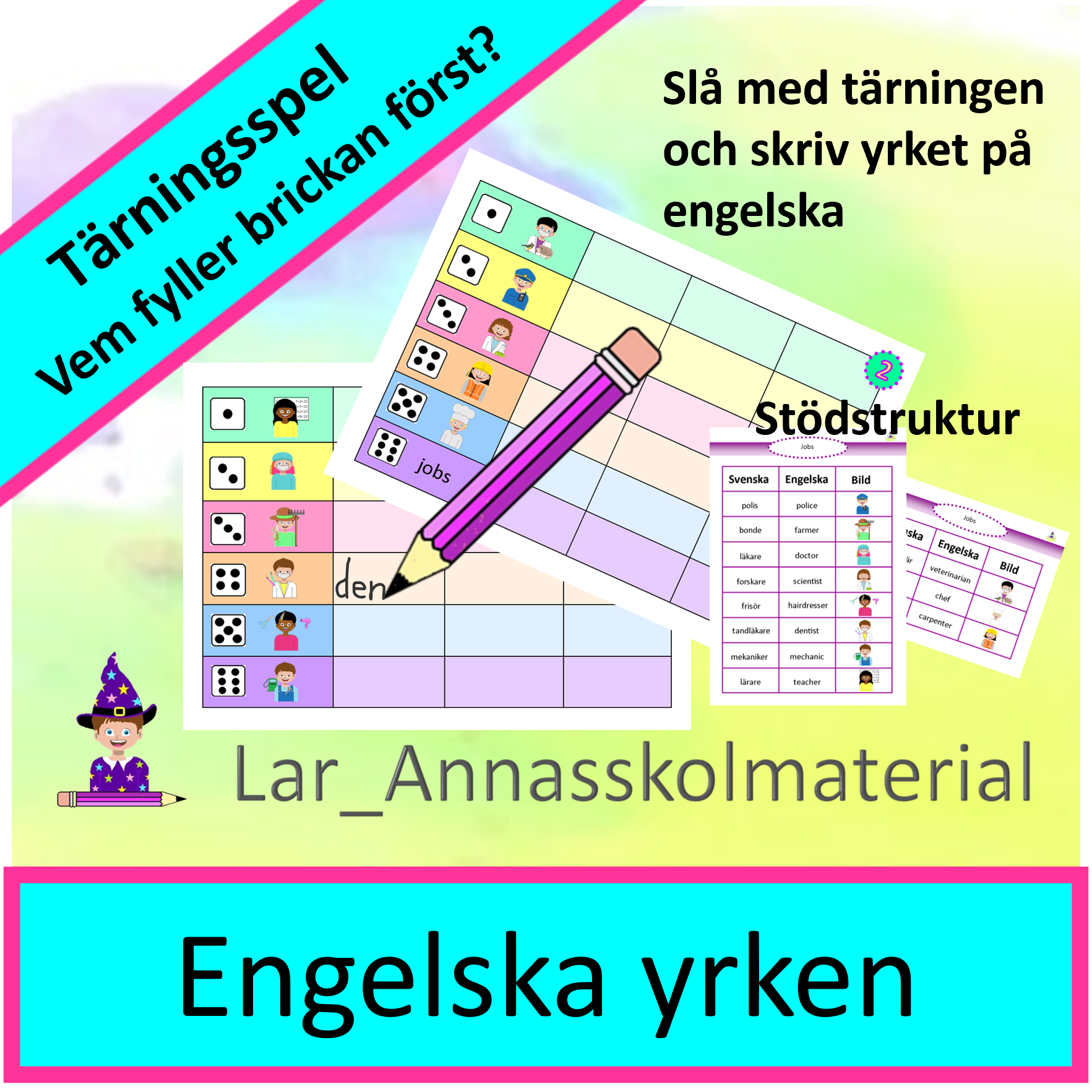 Tärningsspel Engelska yrken