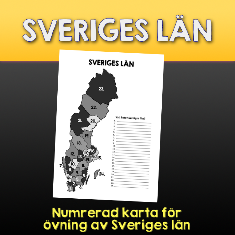 Sveriges län - Numrerad karta