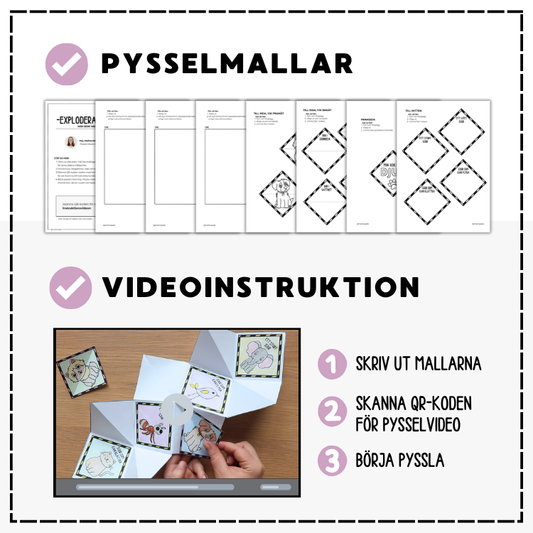 Exploderande bok - med djur (mallar + video)