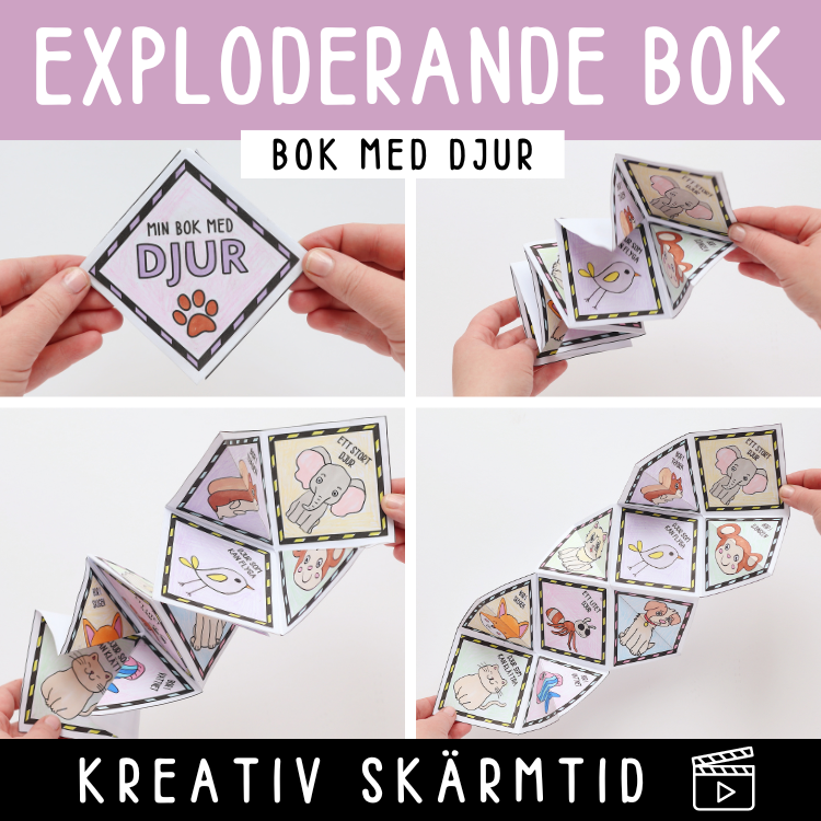 Exploderande bok - med djur (mallar + video)