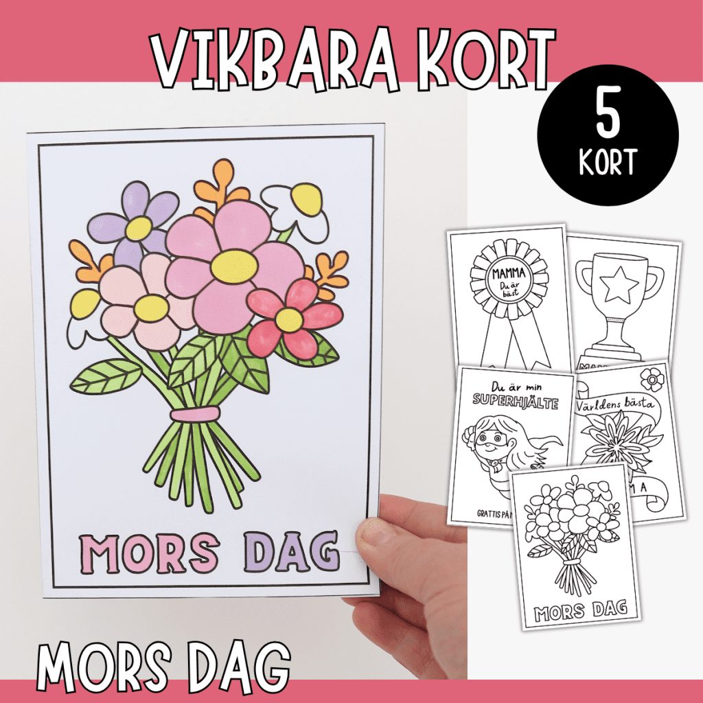 Mors dag-kort (vikbara) 5 motiv