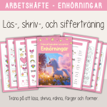 Arbetshäfte bokstäver och siffror – Tema Enhörningar - bild 1