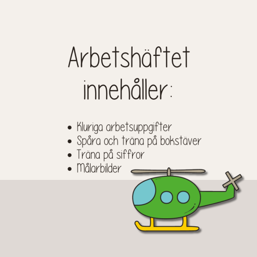 Arbetshäfte bokstäver och siffror - Tema Transport