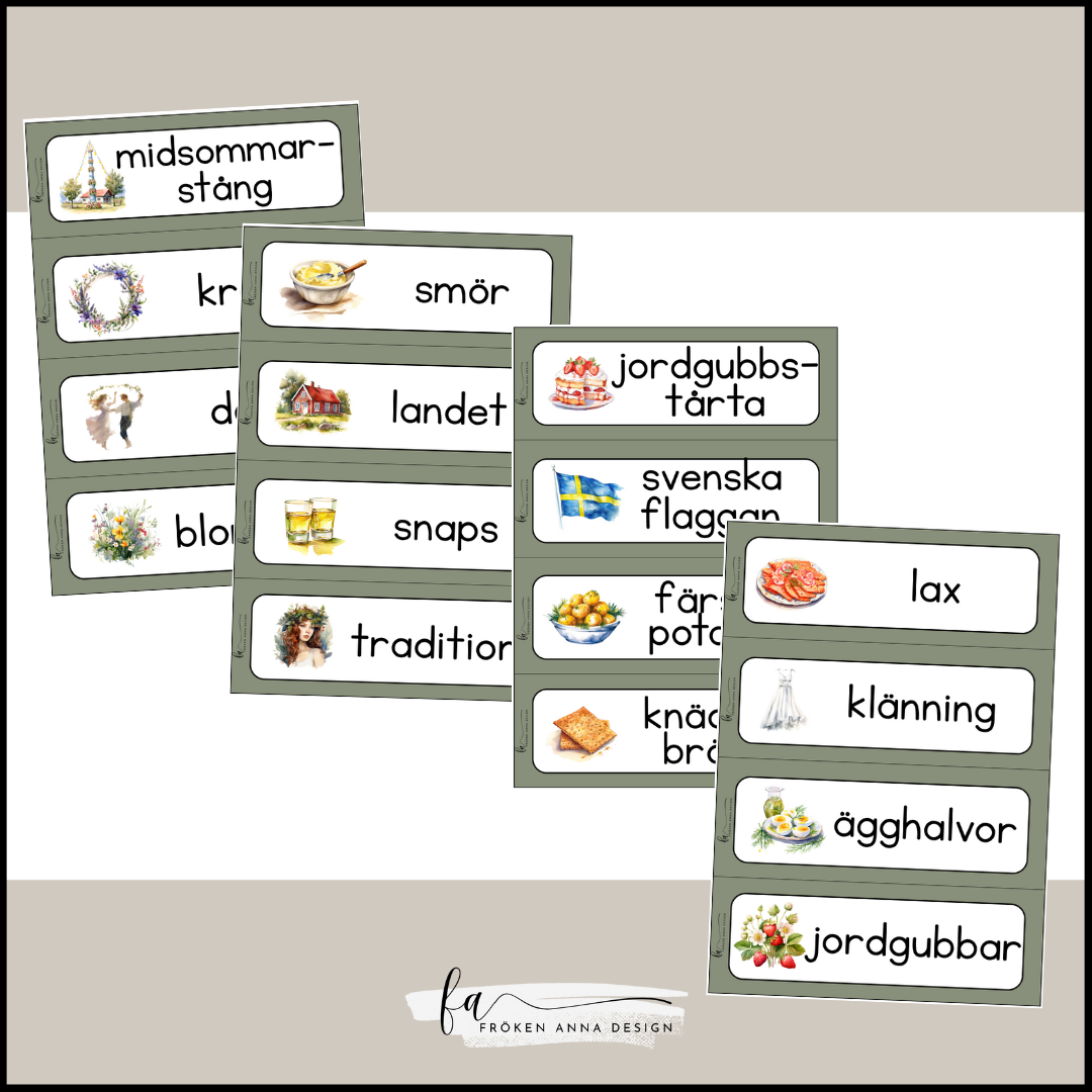 Ord- och begreppskort: Midsommar