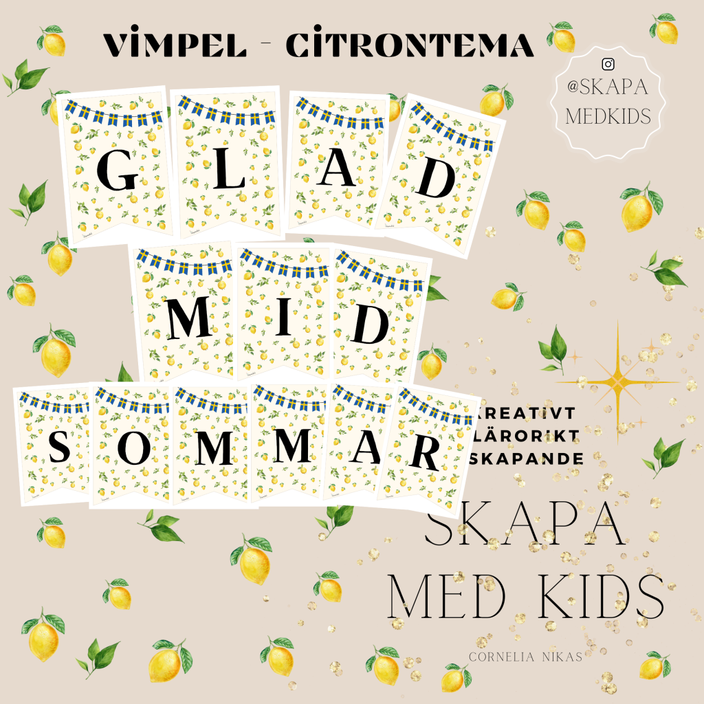 Glad midsommar – vimpel citrontema
