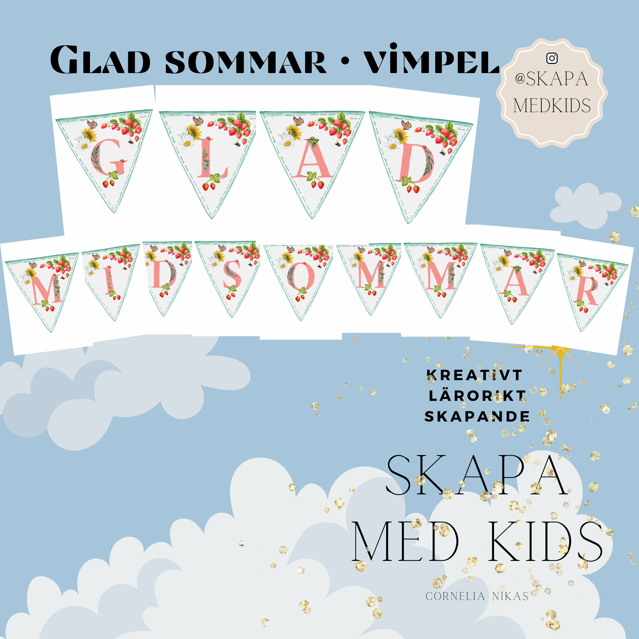 Glad midsommar - vimpel