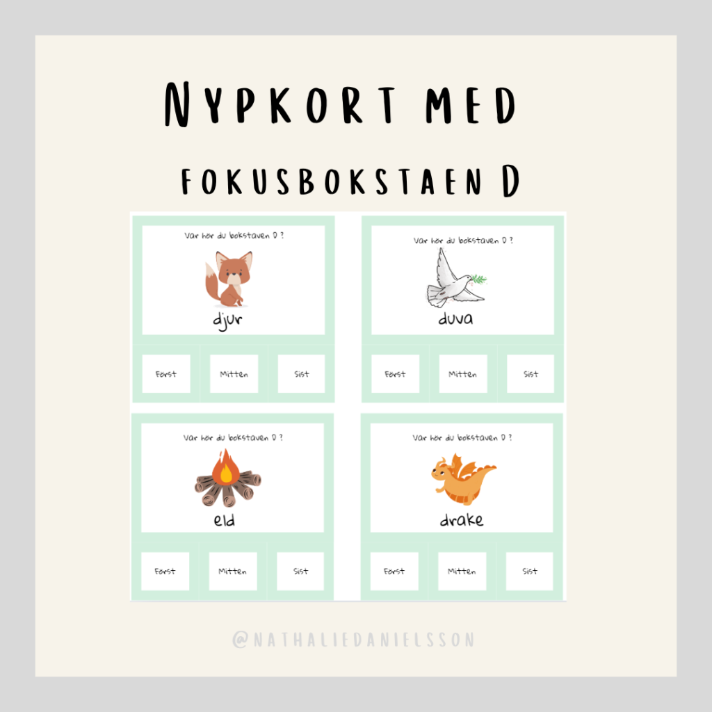 Nypkort med fokusbokstaven ”Dd”