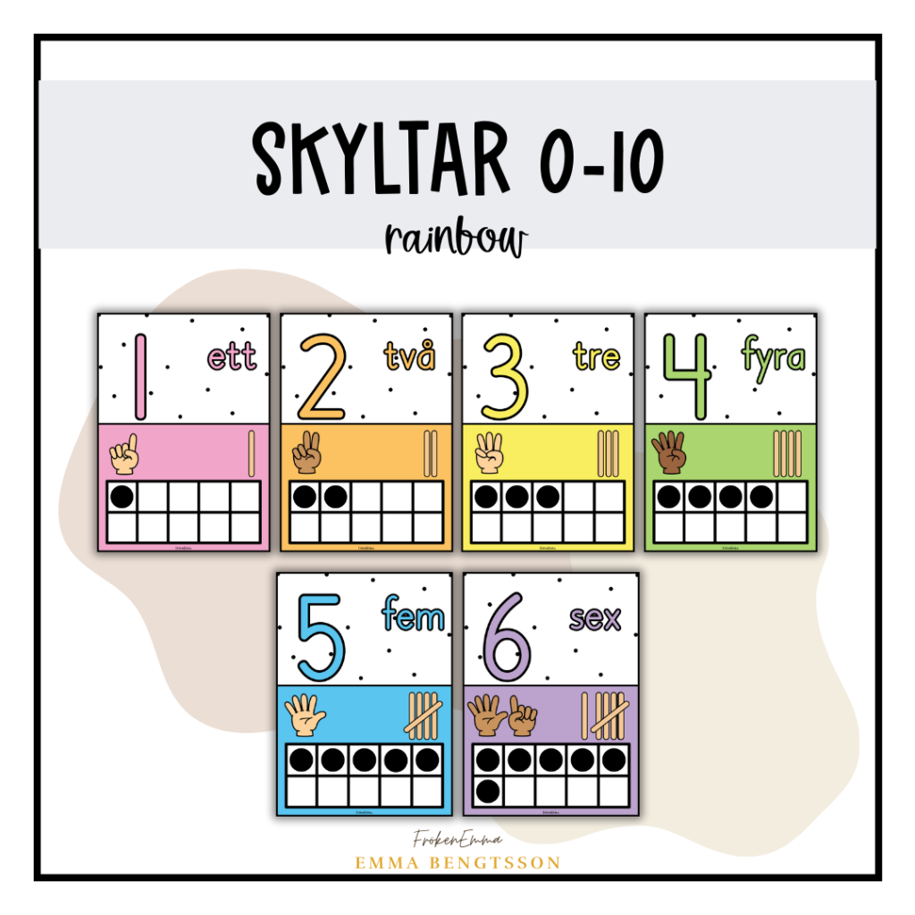 Skyltar 0-10: rainbow