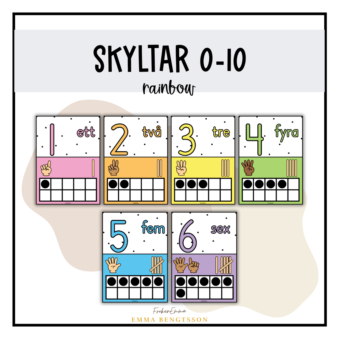 Skyltar 0-10: rainbow