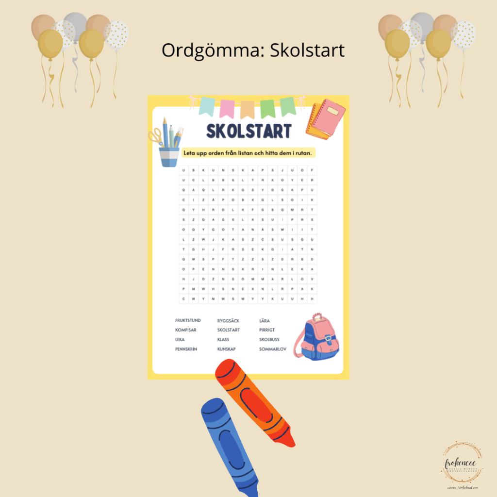 Ordgömma: Skolstart