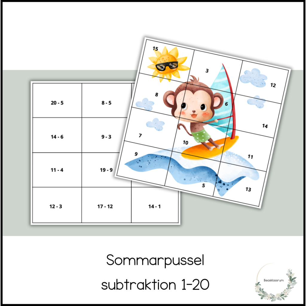 Sommarpussel – subtraktion 1-20