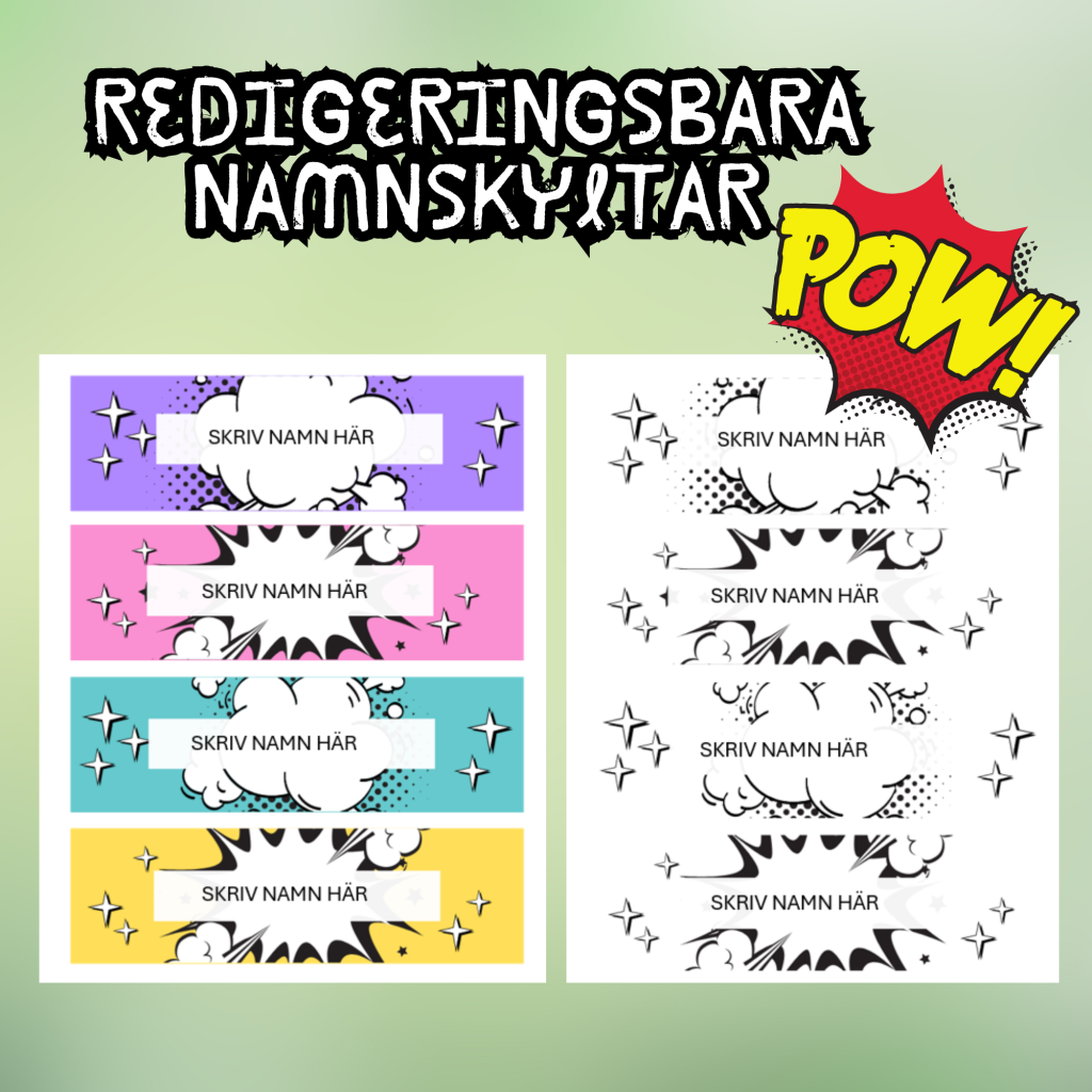 Namnskyltar redigeringsbara