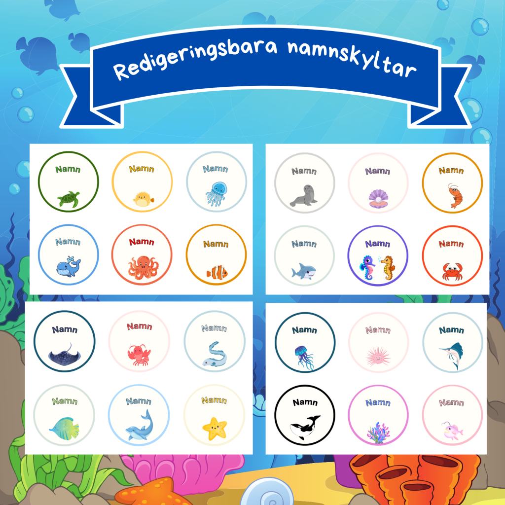 Redigeringsbara namnskyltar havet