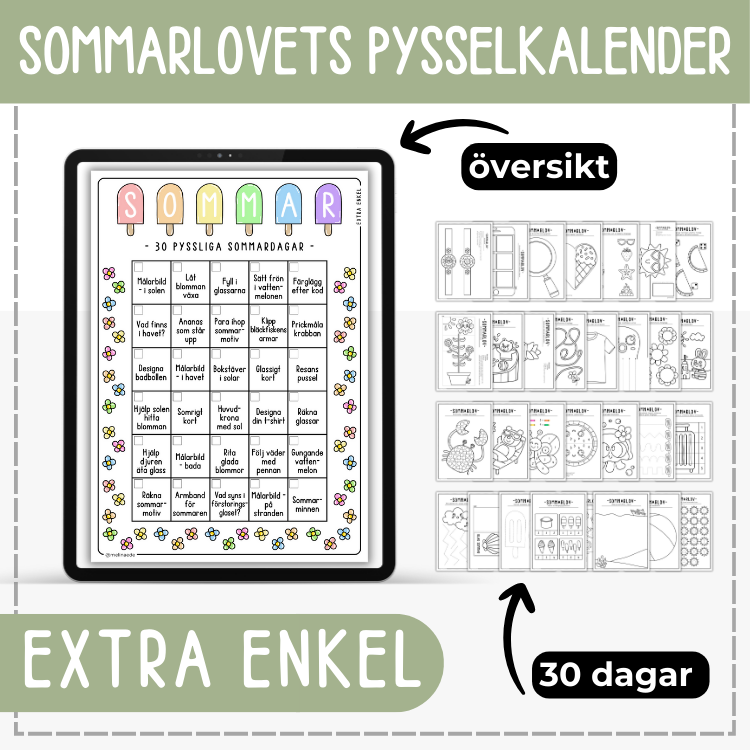 Sommarlovets pysselkalender - 30 dagar (extra enkel)