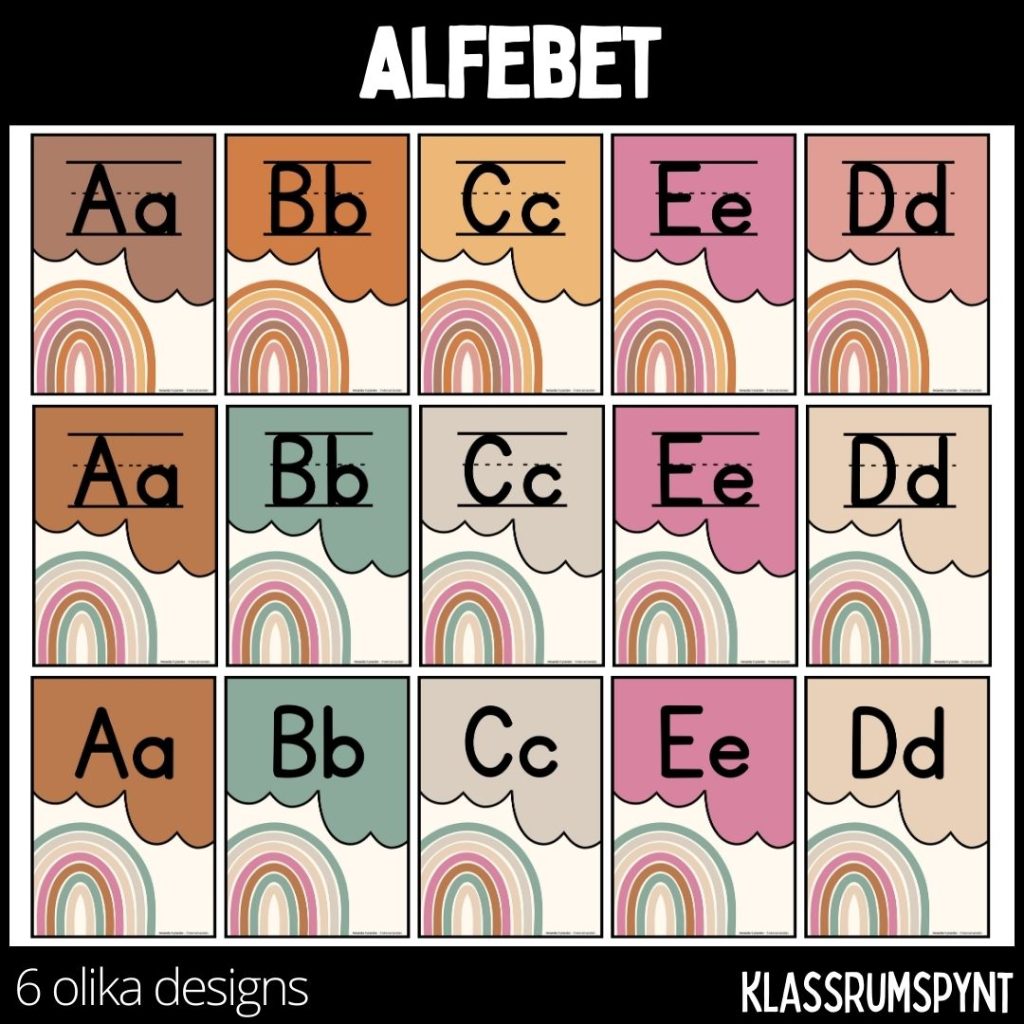 Alfabetet- regnbåge – 6 olika designs / 6 olika alfabeten
