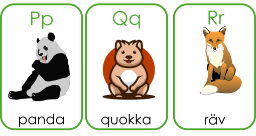 Flashcards alfabetsbilder djur