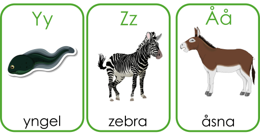 Flashcards alfabetsbilder djur
