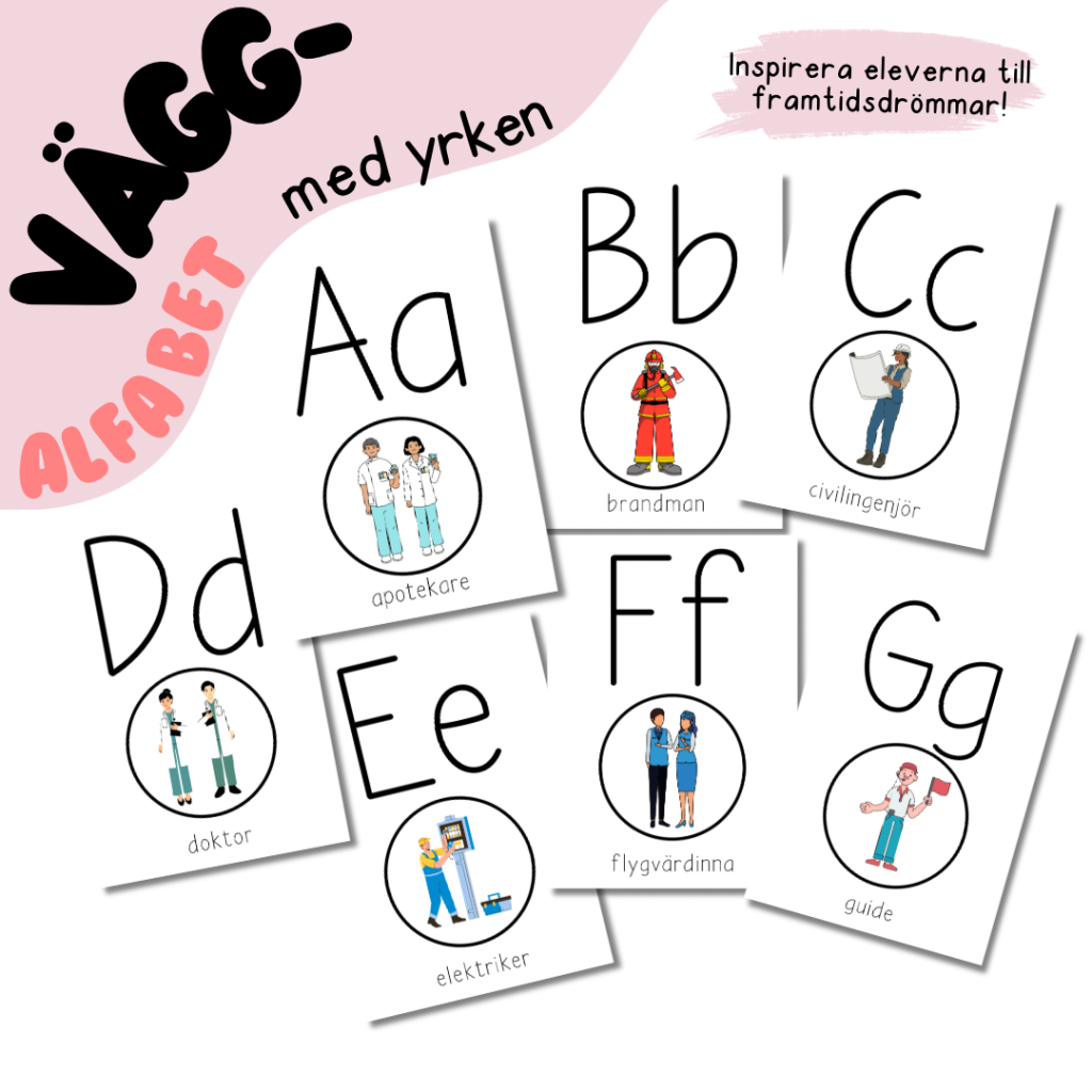 Väggalfabet med yrken