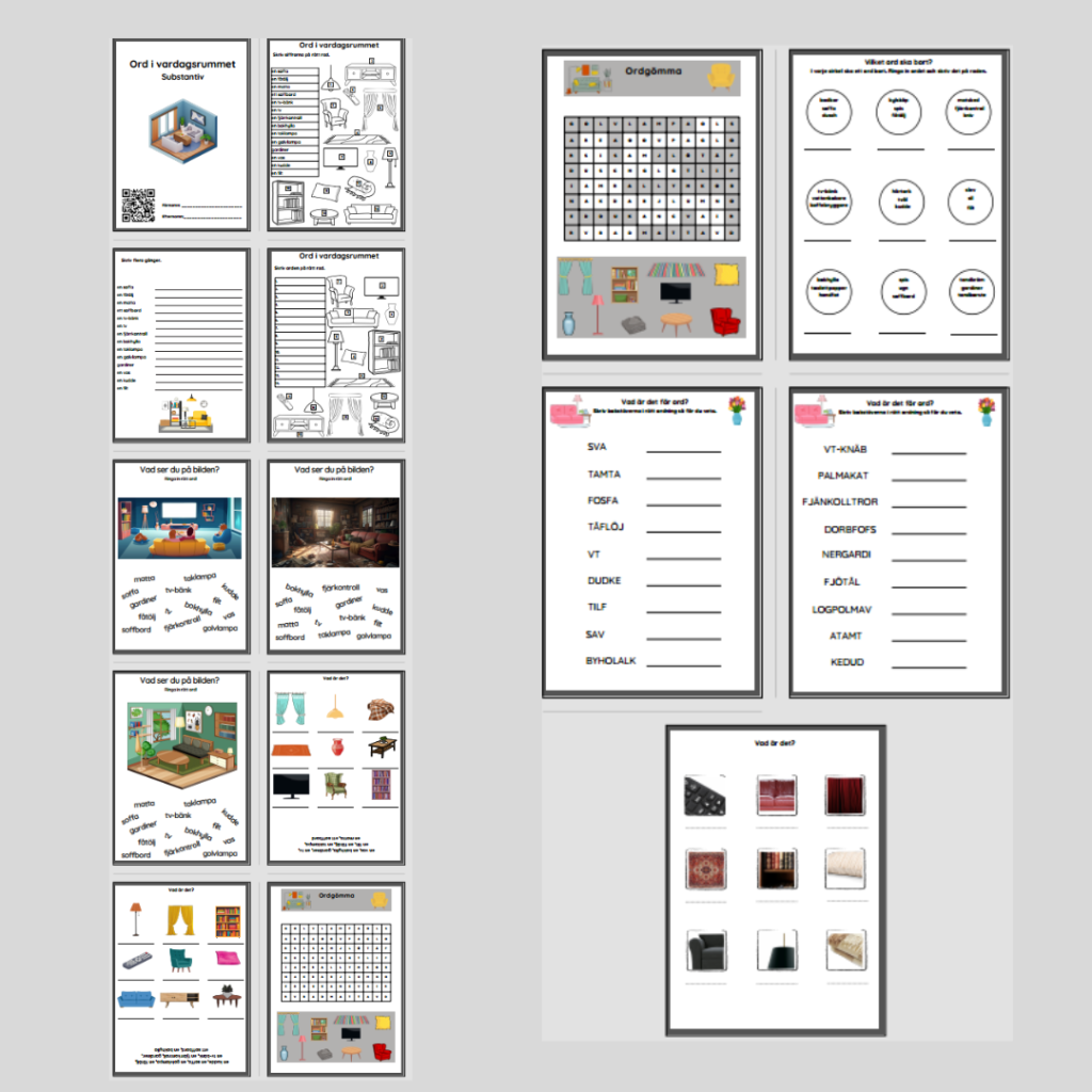 Ordbank. Ord i vardagsrummet.