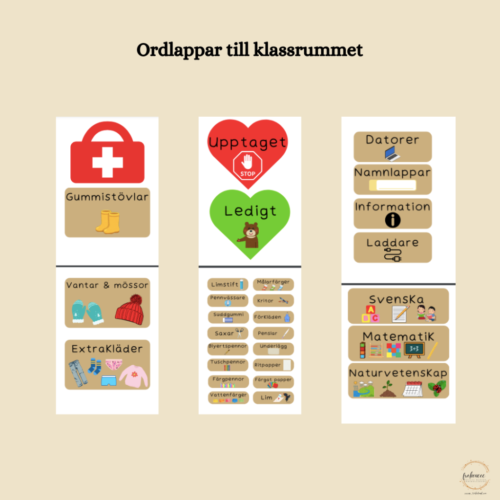 Ordlappar till klassrummet