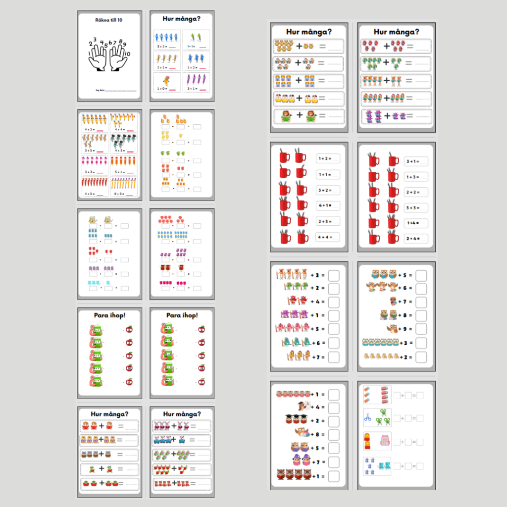 Skolstart. Addition 1-10