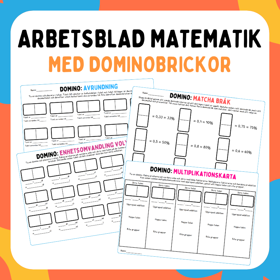 Dominobrickor: Matematikuppgifter