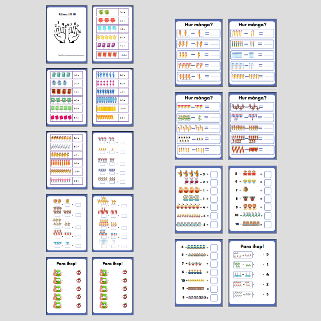 Skolstart. Subtraktion 1-10