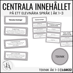 Centrala innehållet åk 1-3 på ett elevnära språk: teknik