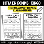 Hitta en kompis – bingo – 8 bingobrickor + 1 extra bilduppgift att pynta klassrummet med - bild 1