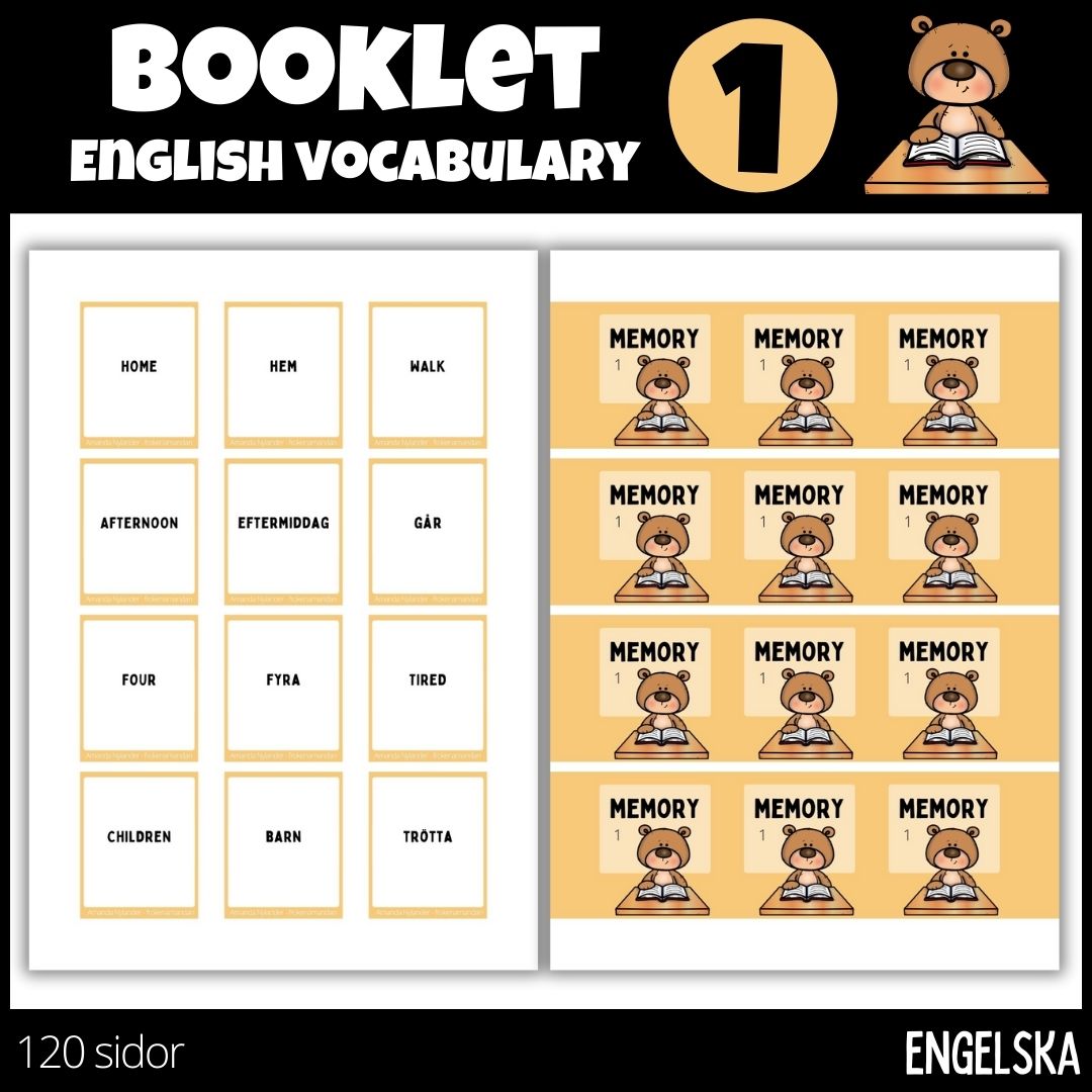 Booklet english vocabulary - Arbetshäfte engelskt ordförråd - 120 sidor - åk 4 - 1
