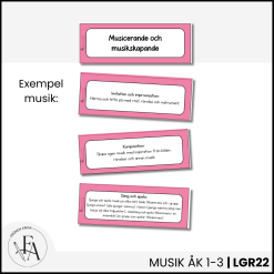 Centrala innehållet åk 1-3 på ett elevnära språk: musik