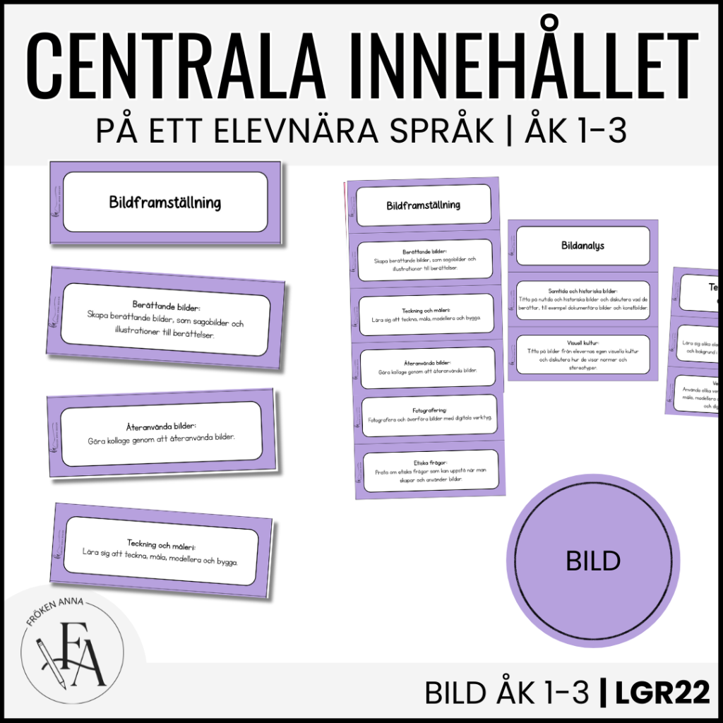 Centrala innehållet åk 1-3 på ett elevnära språk: bild